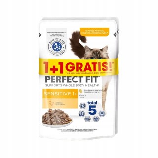 PERFECT FIT Sensitive 1+ 2x85 g: Nassfutter mit Huhn für adulte Katzen in Soße