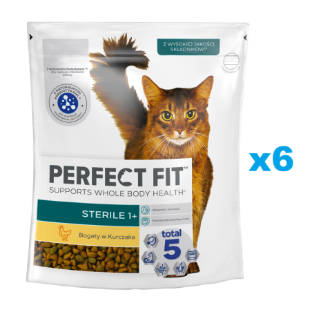 PERFECT FIT (Sterile 1+) 6x750g Reich an Huhn – Trockenfutter für Katzen nach der Sterilisation