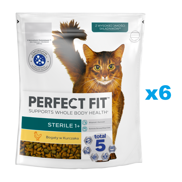 PERFECT FIT (Sterile 1+) 6x750g Reich an Huhn – Trockenfutter für Katzen nach der Sterilisation