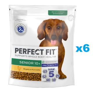PERFECT FIT Senior 10+ 6x825g: Trockenvollnahrung mit Huhn für kleine Rassen ab 10 Jahren