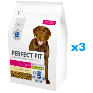 PERFECT FIT Adult 1+ 3x2,6kg: Trockenvollnahrung mit Huhn für adulte Hunde großer Rassen