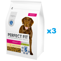 PERFECT FIT Adult 1+ 3x2,6kg: Trockenvollnahrung mit Huhn für adulte Hunde großer Rassen