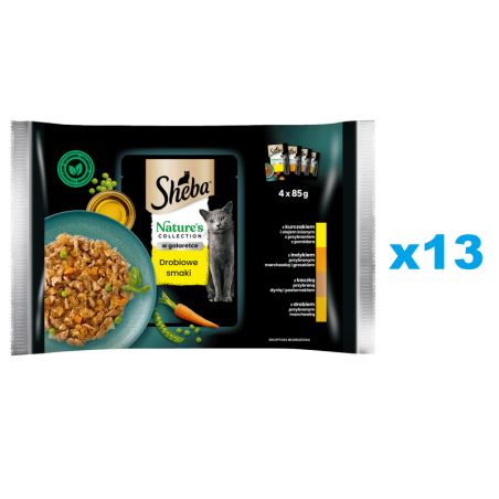 SHEBA Nature’s Collection 52x85 g: Nassvollnehrung für adulte Katzen mit Huhn, Pute und Ente in Gelee