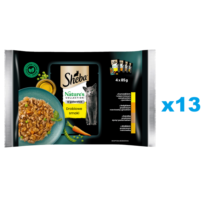 SHEBA Nature’s Collection 52x85 g: Nassvollnehrung für adulte Katzen mit Huhn, Pute und Ente in Gelee