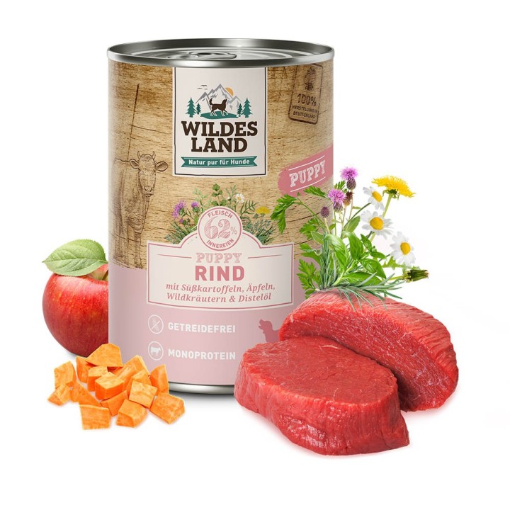 Wildes Land | Rind mit Süßkartoffel | Classic Puppy | 30 x 400 g