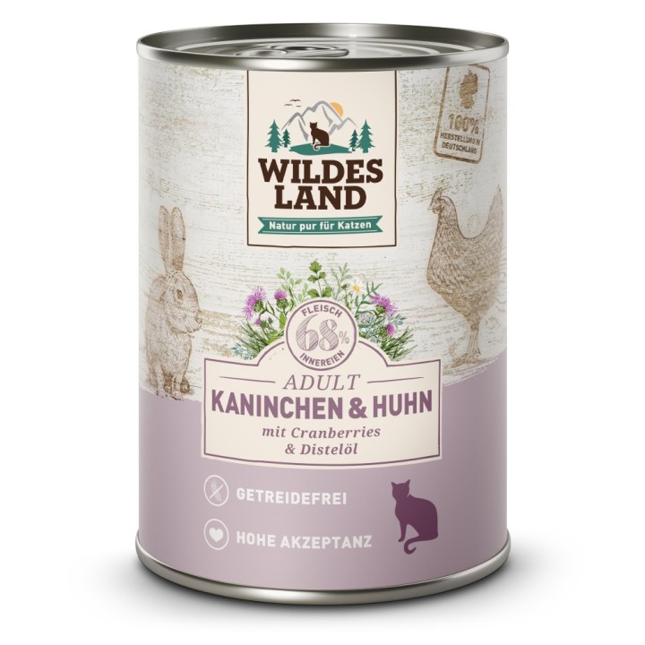 Wildes Land | Kaninchen und Huhn mit Distelöl | Classic Adult | 30 x 400 g