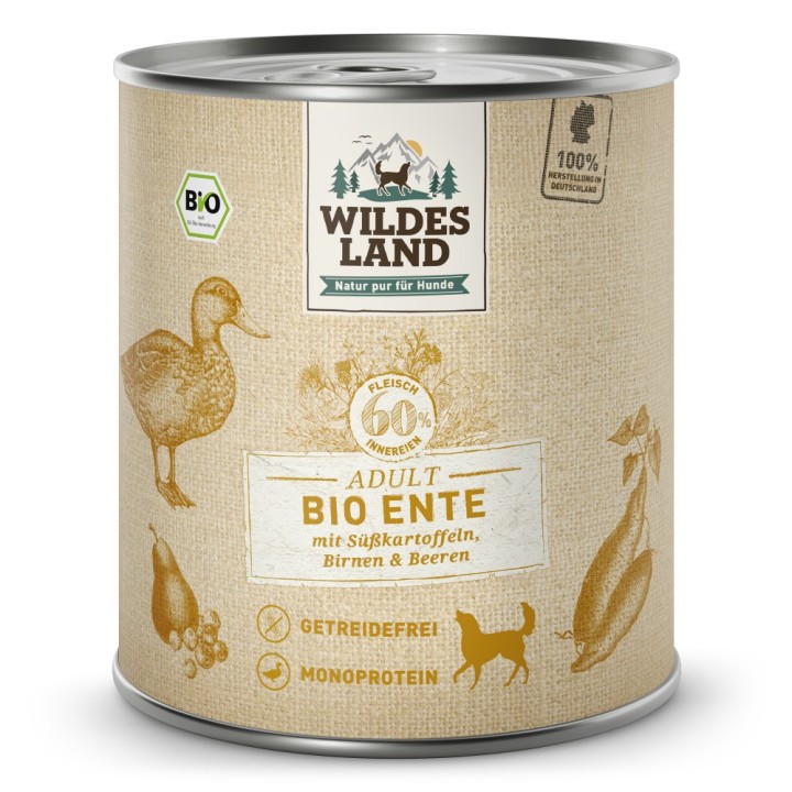 Wildes Land | Ente mit Süßkartoffel & Birne | BIO Adult | 30 x 800 g
