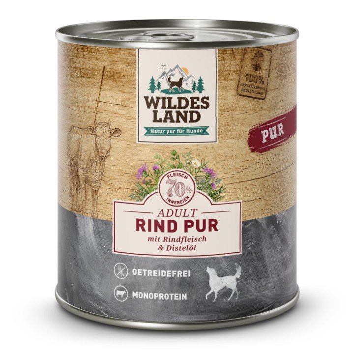 Wildes Land | Rind mit Distelöl | PUR Adult | 30 x 800 g