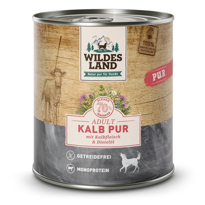 Wildes Land | Kalb mit Distelöl | PUR Adult | 30 x 800 g