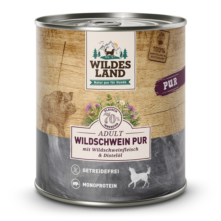 Wildes Land | Wildschwein mit Distelöl | PUR Adult | 30 x 800 g