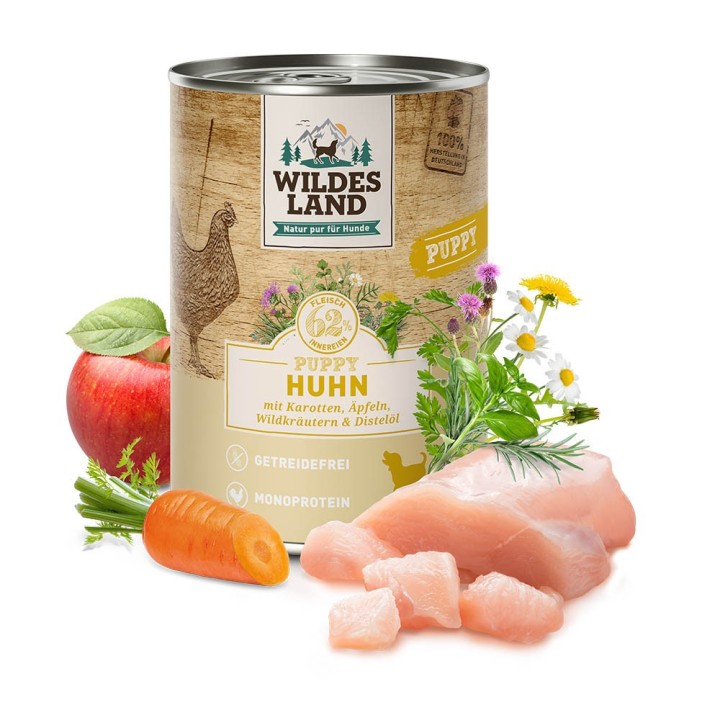 Wildes Land | Huhn mit Karotte | Classic Puppy | 30 x 400 g