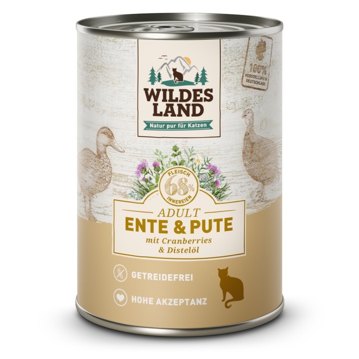 Wildes Land | Ente und Pute mit Distelöl | Classic Adult | 30 x 400 g