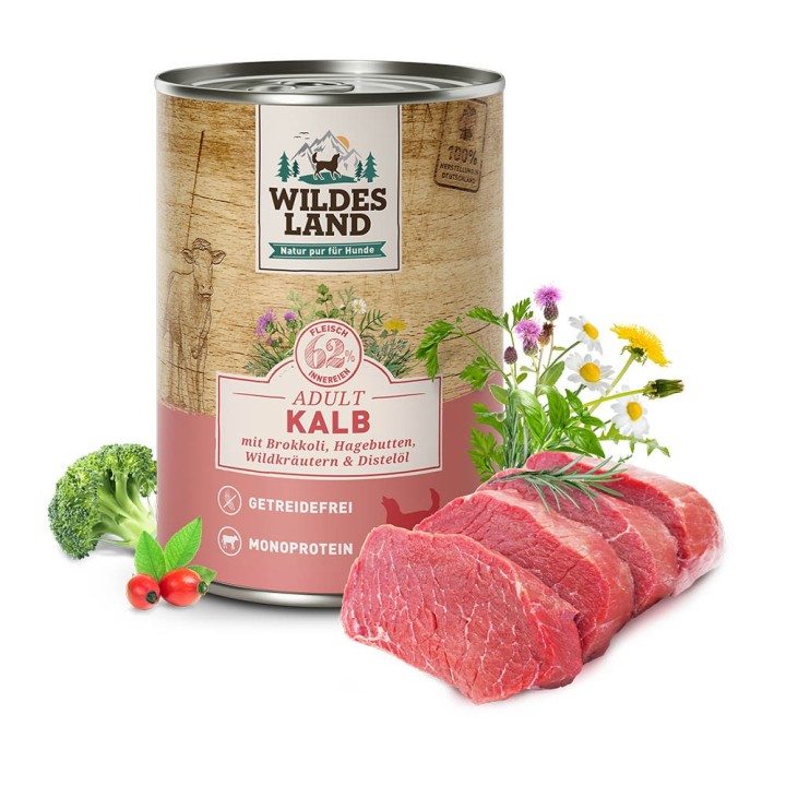 Wildes Land | Kalb mit Brokkoli | Classic Adult | 30 x 400 g