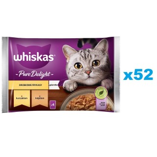 WHISKAS Adult 52x85g: Nassfutter für adulte Katzen mit Huhn und Truthahn in Gelee