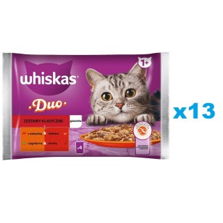 WHISKAS Adult Classic 52x85g: Nassfutter für Katzen mit Rind, Geflügel, Lamm und Ente in Gelee