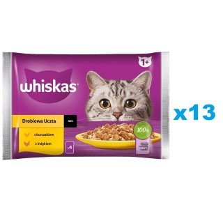 WHISKAS Adult 52x85g: Nassfutter für adulte Katzen mit Huhn und Truthahn in Sauce