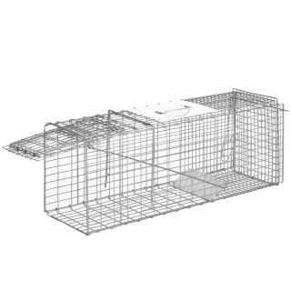 Outsunny Lebendfalle Klappbare Fangkäfig für kleine Tiere wie Ratten und Mäuse - 2 Türen + Griff - 81 x 26 x 35 cm - Stahl gr