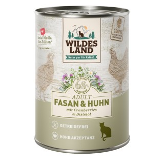 Wildes Land Adult Cat 6 x 400 g - Fasan & Huhn mit Cranberries