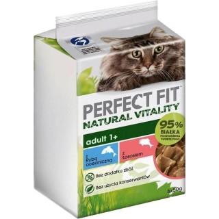 PERFECT FIT Natural Vitality Betel 6x50 g: Nassfutter für adulte Katzen auch nach der Kastration in Sauce mit Meeresfisch und