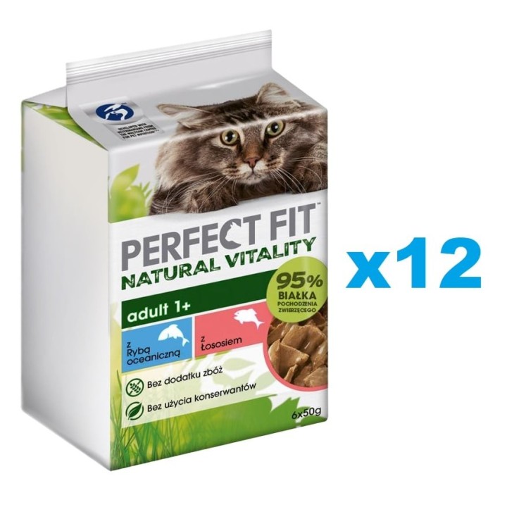 PERFECT FIT Natural Vitality Betel 72x50 g: Nassfutter für adulte Katzen auch nach der Kastration in Sauce mit Meeresfisch un