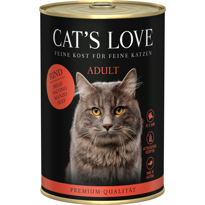 CAT's LOVE Katzen Nassfutter ADULT RIND PUR - 400 g
