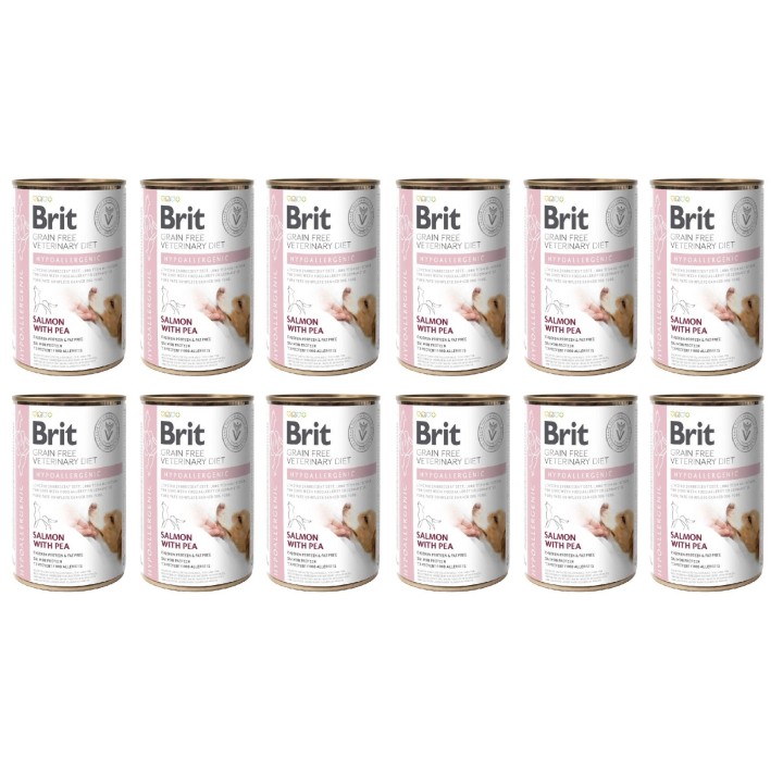 BRIT Veterinary Diet Hypoallergenic Salmon&amp,Pea Allergikerfutter für Hunde 12x400g