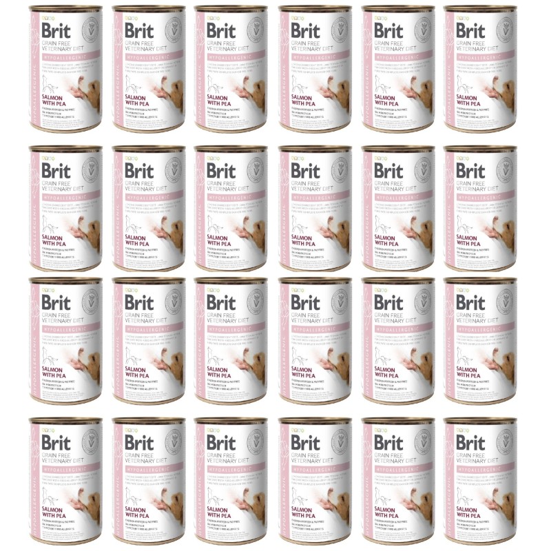 BRIT Veterinary Diet Hypoallergenic Salmon&amp,Pea Allergikerfutter für Hunde 24x400g
