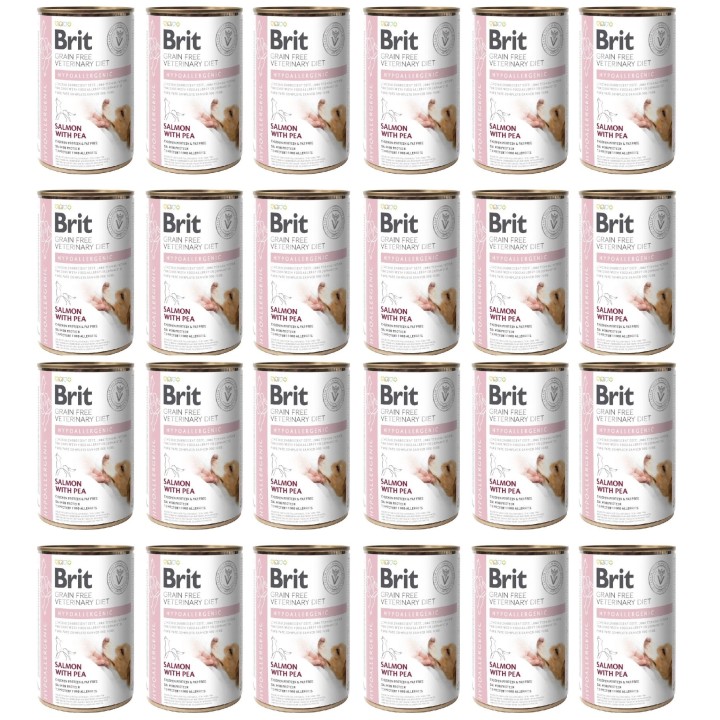 BRIT Veterinary Diet Hypoallergenic Salmon&amp,Pea Allergikerfutter für Hunde 24x400g