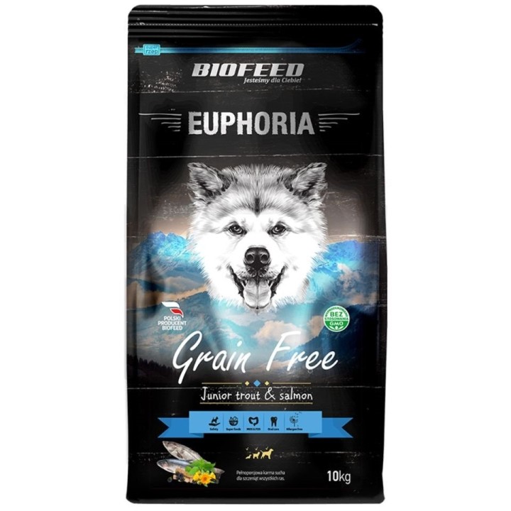 BIOFEED EUPHORIA Gluten Free Forelle &amp, Lachs Mono-Protein für junge Hunde mittlerer und großer Rassen 10 kg