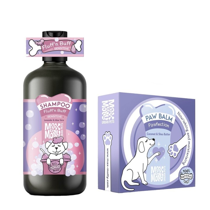 Max & Molly Hundeshampoo Fluff'n Buff - Sparpaket: Shampoo Fluff’n Buff 250 ml + Pfotenbalsam "Pawfection" 50 g