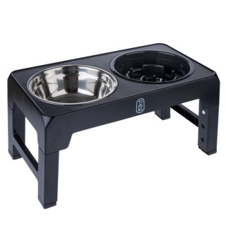 TIAKI 4-fach höhenverstellbarer Doppelnapf - 1,2 l, ca. L 44 x B 24 x H 8 cm