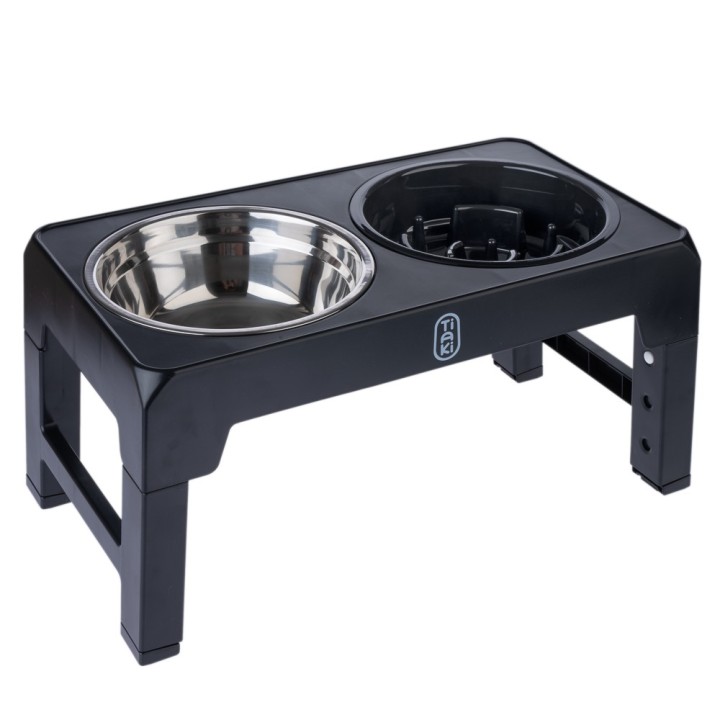TIAKI 4-fach höhenverstellbarer Doppelnapf - 1,2 l, ca. L 44 x B 24 x H 8 cm