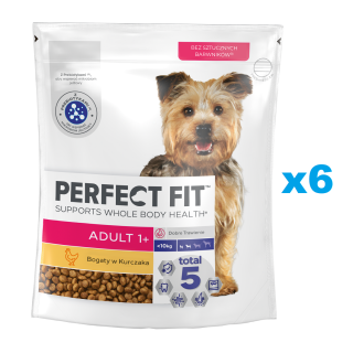 PERFECT FIT Adult 1+ 6x825g: Trockenvollnahrung mit Huhn für adulte Hunde kleiner Rassen