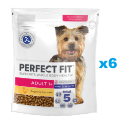 PERFECT FIT Adult 1+ 6x825g: Trockenvollnahrung mit Huhn für adulte Hunde kleiner Rassen