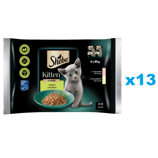 SHEBA Kitten Beutel Mix 52x85 g: Nassfutter mit Lachs und Huhn für Kätzchen