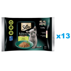 SHEBA Kitten Beutel Mix 52x85 g: Nassfutter mit Lachs und Huhn für Kätzchen
