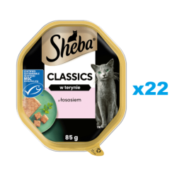 SHEBA Classics 22x85 g: Nassvollnahrung für adulte Katzen mit Lachs in Terrine