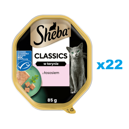 SHEBA Classics 22x85 g: Nassvollnahrung für adulte Katzen mit Lachs in Terrine