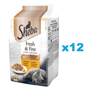 SHEBA Fresh &amp, Fine 72x50g: Nassvollnahrung für adulte Katzen mit Huhn und Truthahn in Sauce