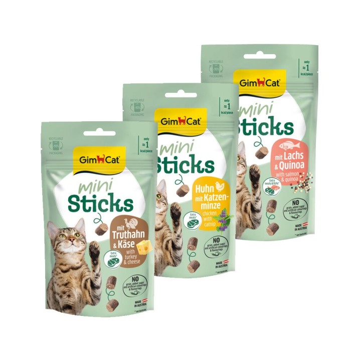 GimCat Mini Sticks - Huhn & Katzenminze - 50g