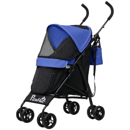 PawHut Hundewagen Hundebuggy klappbar für Hunde & Katzen bis 4 kg Katzenbuggy mit Netzfenstern, Schultergurt, Aufbewahrungsta