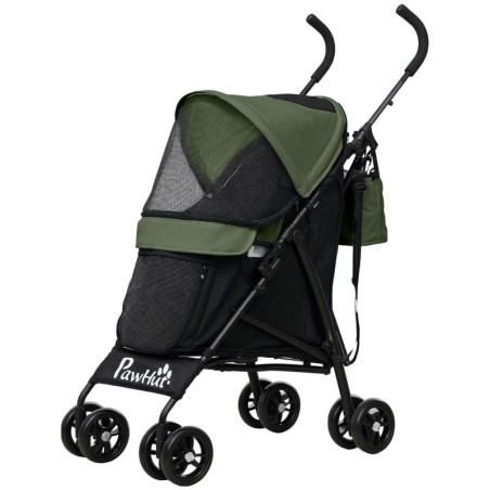 PawHut Hundewagen Hundebuggy klappbar für Hunde & Katzen bis 4 kg Katzenbuggy mit Netzfenstern, Schultergurt, Aufbewahrungsta