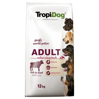 Tropidog Premium Adult Medium & Large Rind & Reis - 12 kg