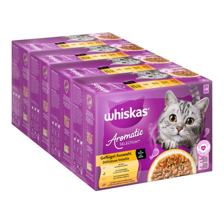 Whiskas 1+ Aromatic Selection 48 x 85 g - Geflügel in Sauce