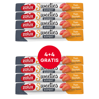 ZOLUX Cremesnack für Katzen SWEETIES mit Thunfisch und Lachs 8 x 14g (4+4 GRATIS)