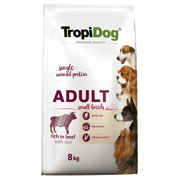 Tropidog Premium Adult Small Rind & Reis - 8 kg