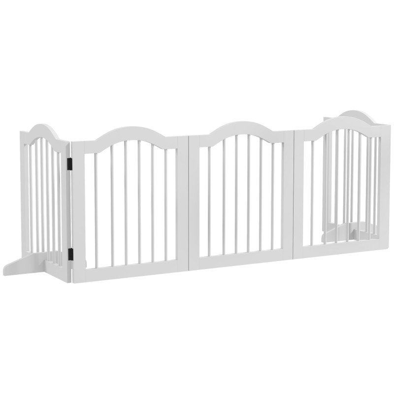 PawHut 5 tlg. Absperrgitter Hund, Hundeschutzgitter, hundegitter für Wohnung, Holz, Weiß   Aosom.de
